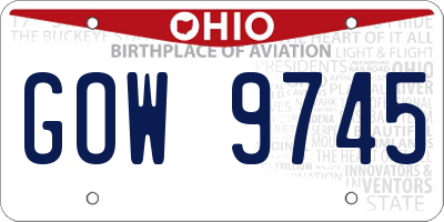 OH license plate GOW9745