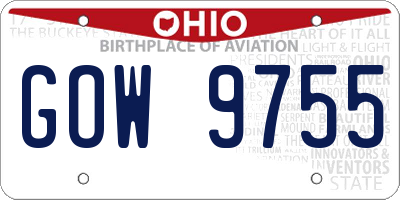 OH license plate GOW9755