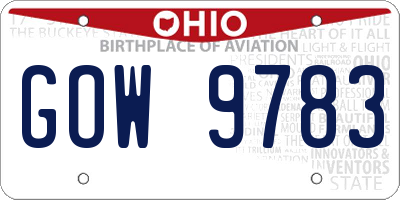 OH license plate GOW9783