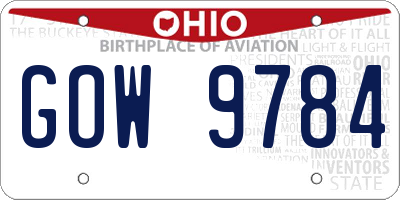 OH license plate GOW9784