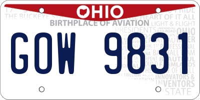 OH license plate GOW9831