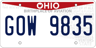 OH license plate GOW9835