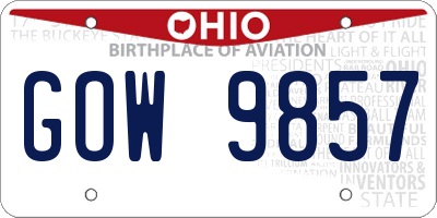 OH license plate GOW9857