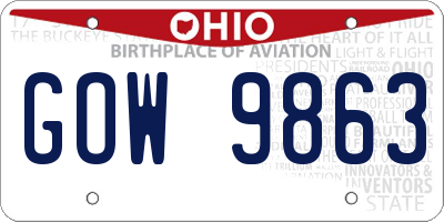 OH license plate GOW9863