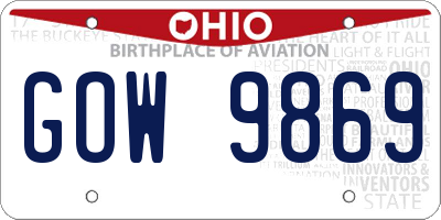 OH license plate GOW9869