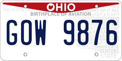 OH license plate GOW9876