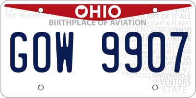 OH license plate GOW9907