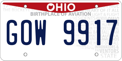 OH license plate GOW9917