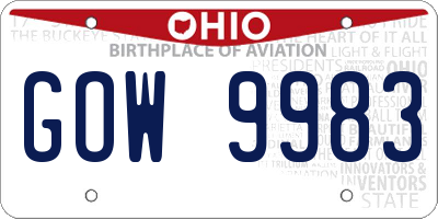 OH license plate GOW9983