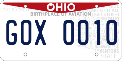 OH license plate GOX0010