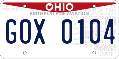 OH license plate GOX0104