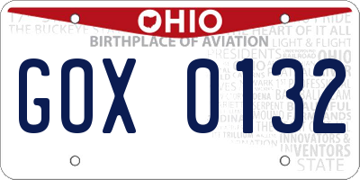 OH license plate GOX0132