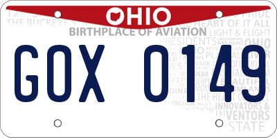 OH license plate GOX0149