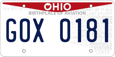 OH license plate GOX0181