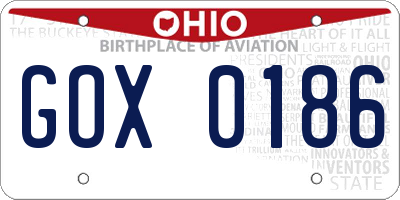OH license plate GOX0186