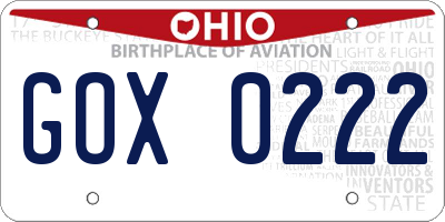 OH license plate GOX0222