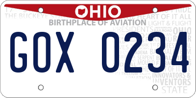 OH license plate GOX0234