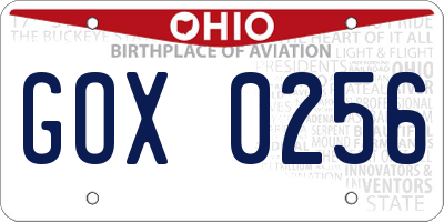 OH license plate GOX0256