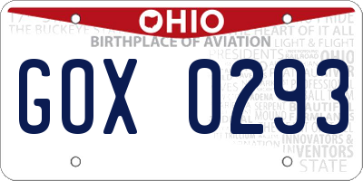 OH license plate GOX0293