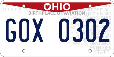 OH license plate GOX0302