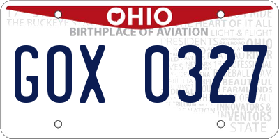 OH license plate GOX0327