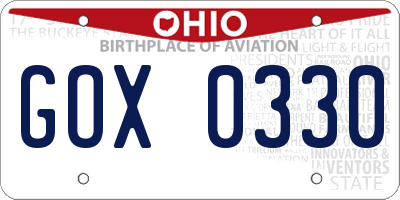 OH license plate GOX0330