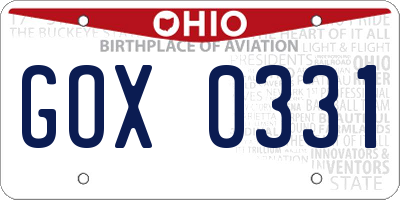 OH license plate GOX0331