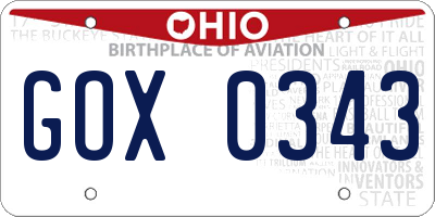 OH license plate GOX0343