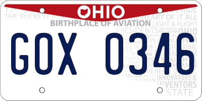OH license plate GOX0346
