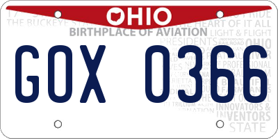 OH license plate GOX0366