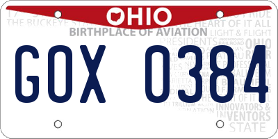 OH license plate GOX0384