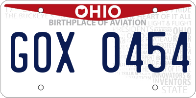 OH license plate GOX0454