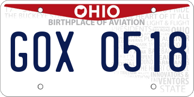 OH license plate GOX0518