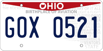 OH license plate GOX0521