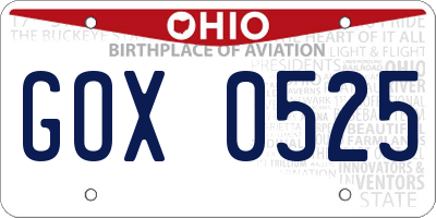 OH license plate GOX0525