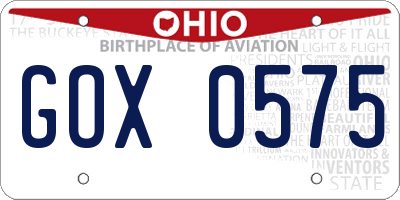 OH license plate GOX0575
