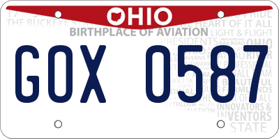OH license plate GOX0587