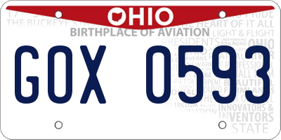 OH license plate GOX0593