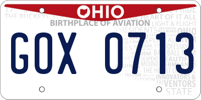 OH license plate GOX0713
