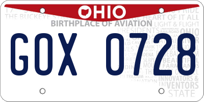 OH license plate GOX0728