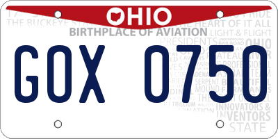 OH license plate GOX0750