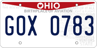 OH license plate GOX0783