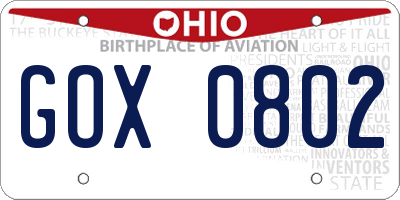 OH license plate GOX0802