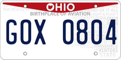 OH license plate GOX0804