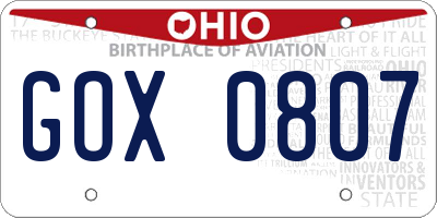 OH license plate GOX0807