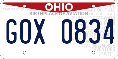 OH license plate GOX0834