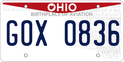 OH license plate GOX0836