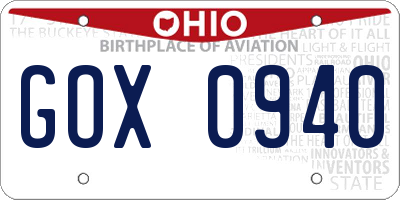 OH license plate GOX0940