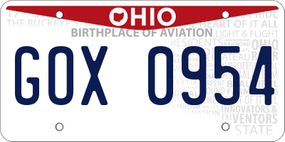 OH license plate GOX0954