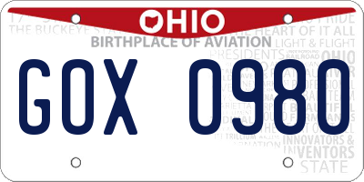 OH license plate GOX0980